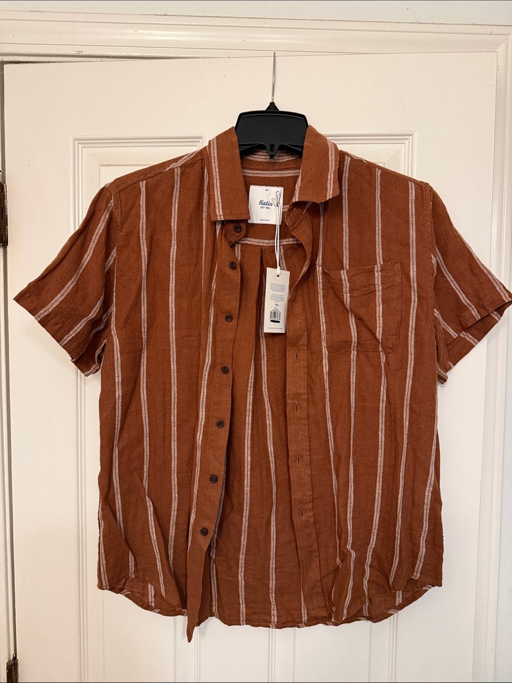 Katin Rust Stripe Short-Sleeve Button-Down Shirt